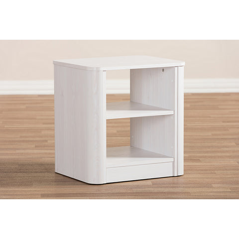 Urban Designs Carlingford Modern and Contemporary Whitewashed Wood Nightstand