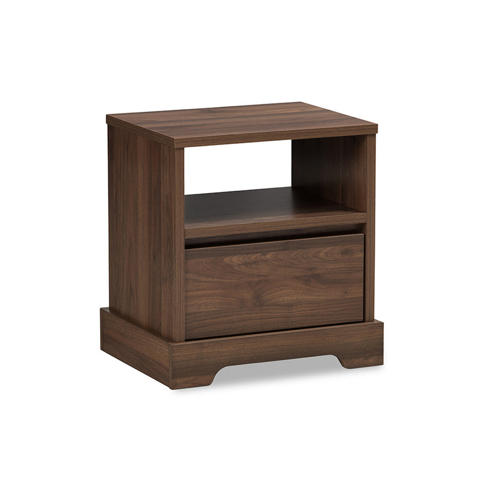 Urban Designs Burnwood Contemporary Walnut Brown Finished Wood Nightstand