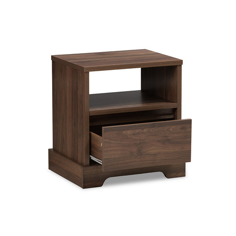 Urban Designs Burnwood Contemporary Walnut Brown Finished Wood Nightstand