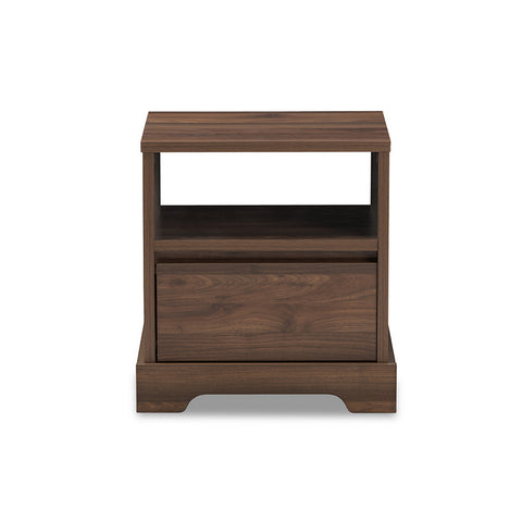 Urban Designs Burnwood Contemporary Walnut Brown Finished Wood Nightstand