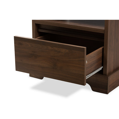 Urban Designs Burnwood Contemporary Walnut Brown Finished Wood Nightstand