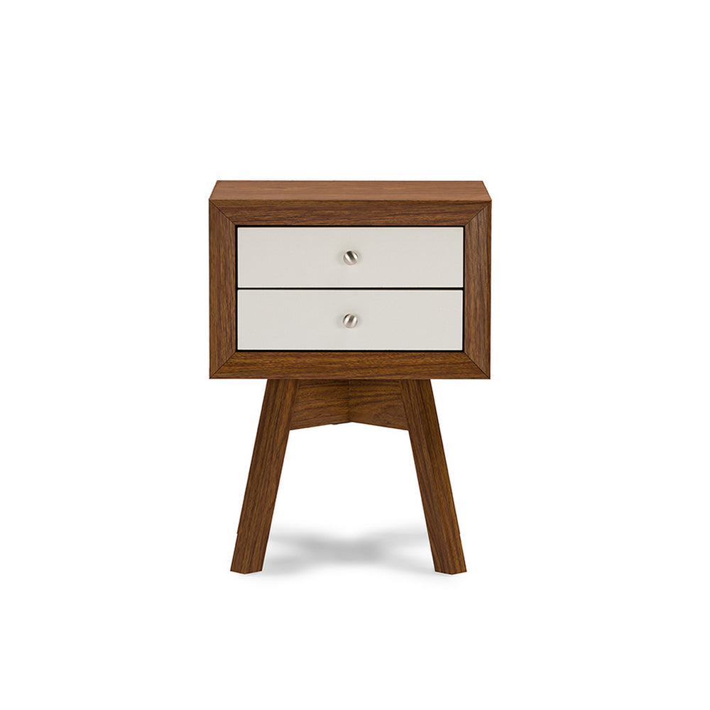 Urban Designs Warwick Two-tone Walnut and White Modern Accent Table Nightstand