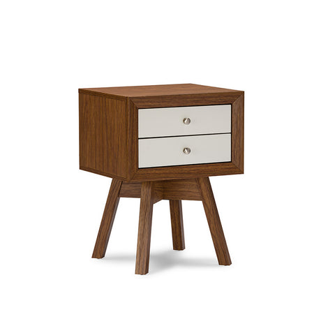 Urban Designs Warwick Two-tone Walnut and White Modern Accent Table Nightstand