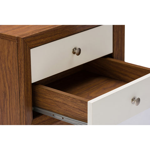 Urban Designs Warwick Two-tone Walnut and White Modern Accent Table Nightstand