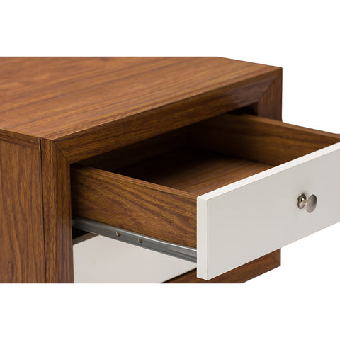 Urban Designs Warwick Two-tone Walnut and White Modern Accent Table Nightstand