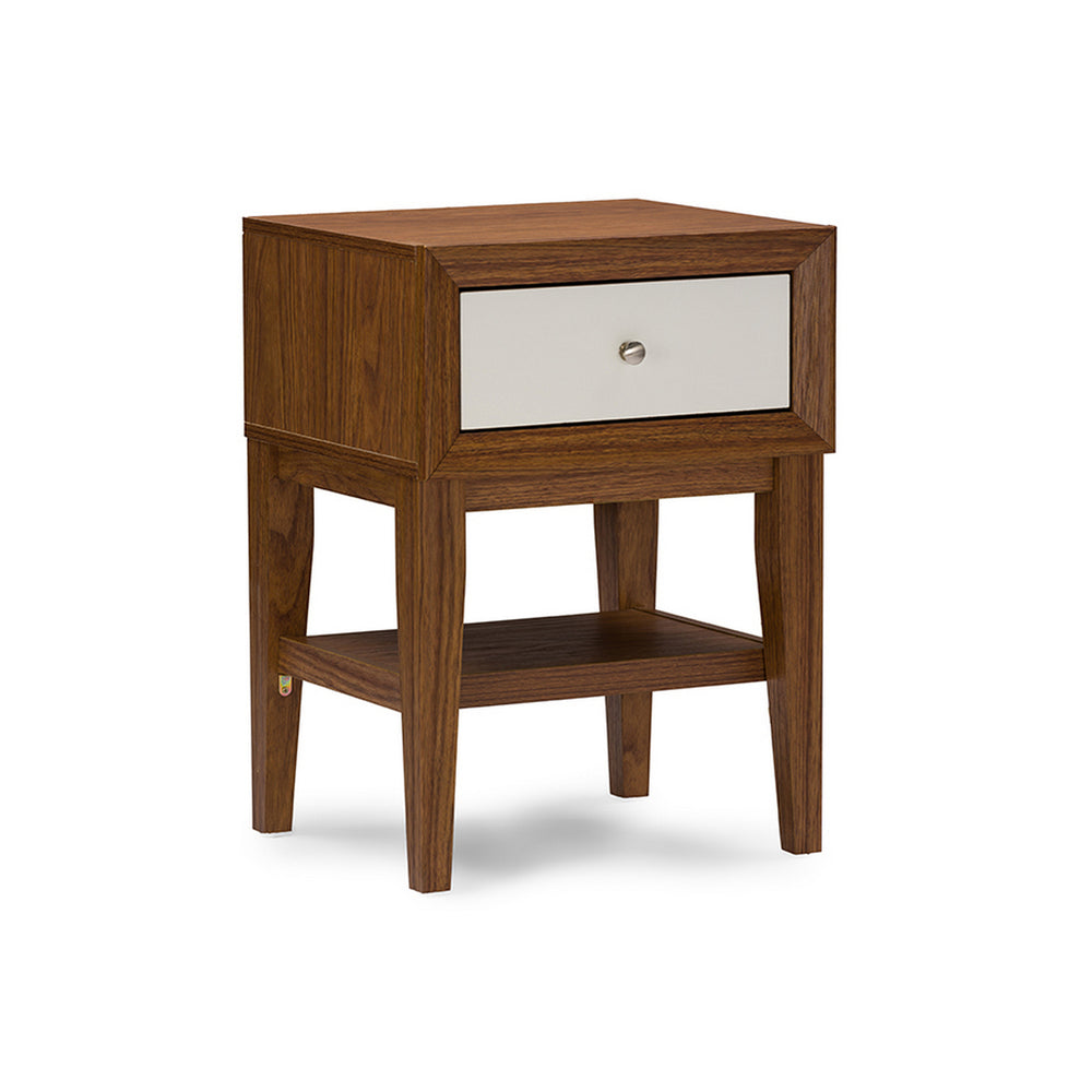 Urban Designs Gaston Two-tone Walnut and White Modern Accent Table Nightstand