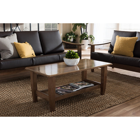 Urban Designs Pierce Mid-Century Modern Walnut Finished Brown Wood Coffee Table