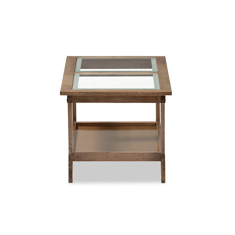 Urban Designs Cayla Modern "Walnut" Brown Wood Glass-Top Coffee Table