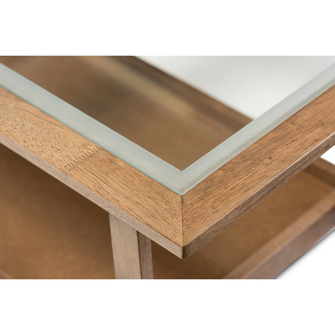 Urban Designs Cayla Modern "Walnut" Brown Wood Glass-Top Coffee Table