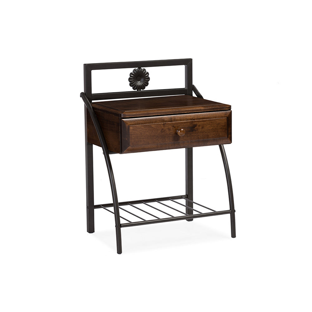 Urban Designs Jevenci Vintage Industrial Black Finished Metal Nightstand