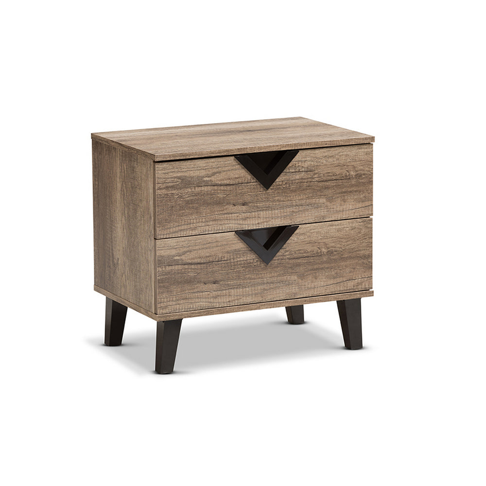 Urban Designs Swanson Modern Light Brown Wood 2-Drawer Nightstand