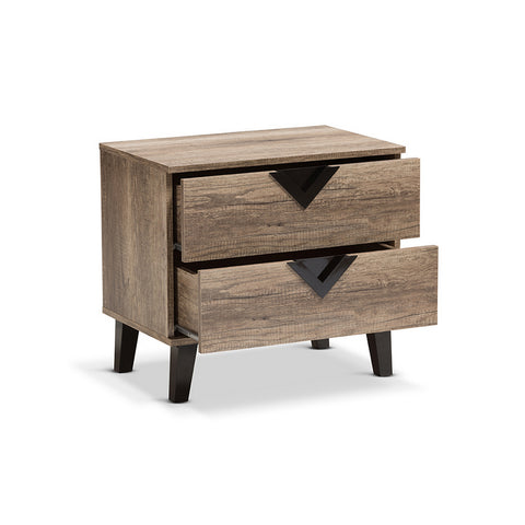 Urban Designs Swanson Modern Light Brown Wood 2-Drawer Nightstand