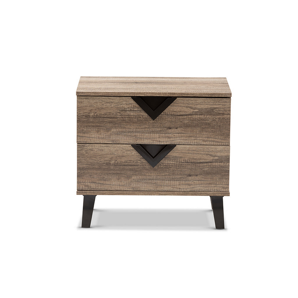 Urban Designs Swanson Modern Light Brown Wood 2-Drawer Nightstand