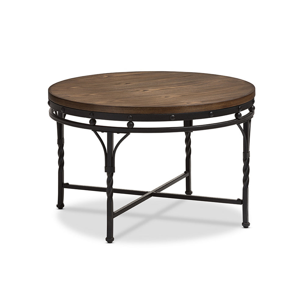 Urban Designs Austin Vintage Industrial Bronze Round Coffee Occasional Table