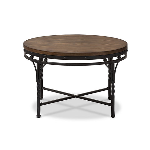 Urban Designs Austin Vintage Industrial Bronze Round Coffee Occasional Table
