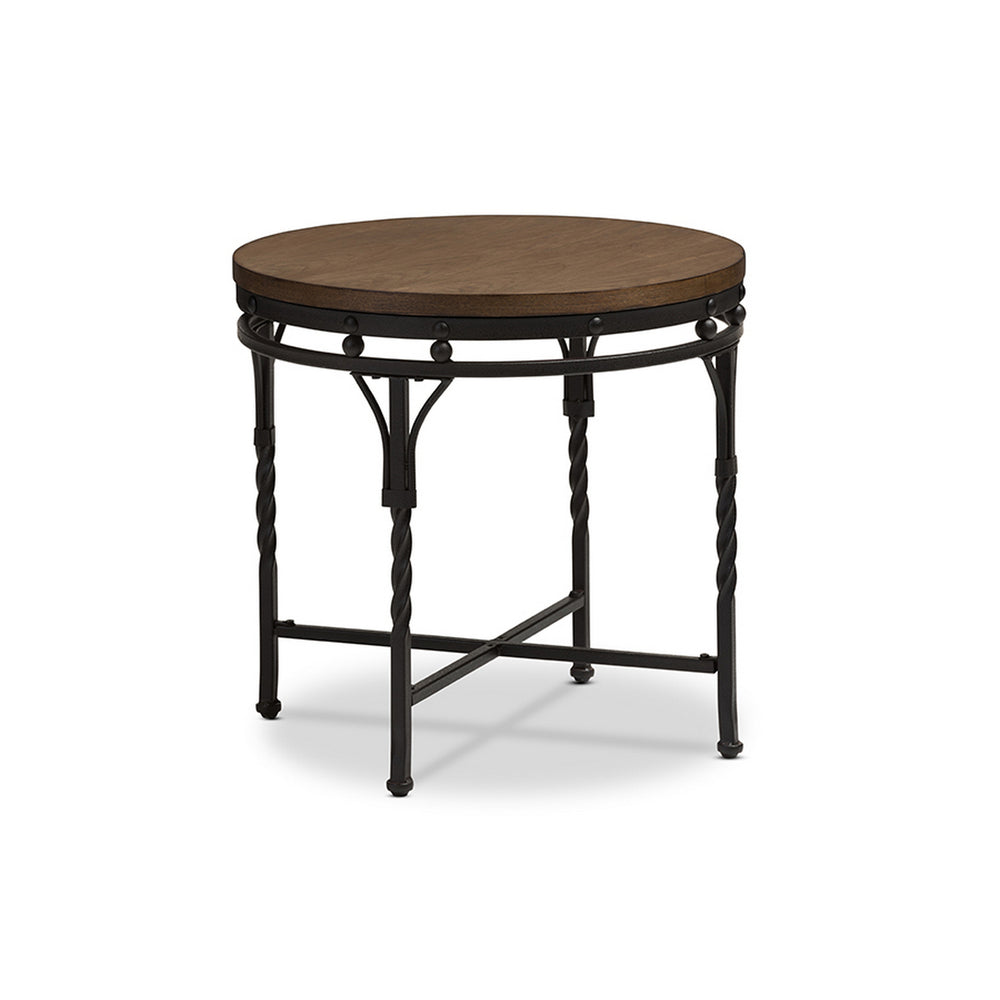 Urban Designs Austin Vintage Industrial Antique Bronze Round End Table