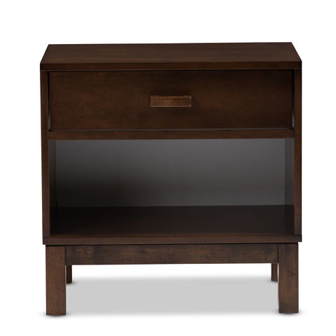 Urban Designs Reanne 1-Drawer Wood Nightstand with Shelf in Brown