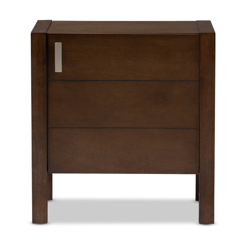 Urban Designs Kouma Wooden Nightstand with Door in Brown Finish