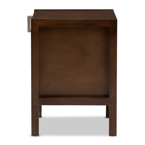 Urban Designs Kouma Wooden Nightstand with Door in Brown Finish