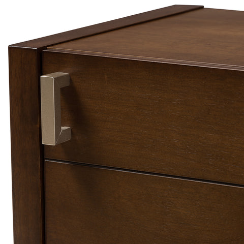 Urban Designs Kouma Wooden Nightstand with Door in Brown Finish