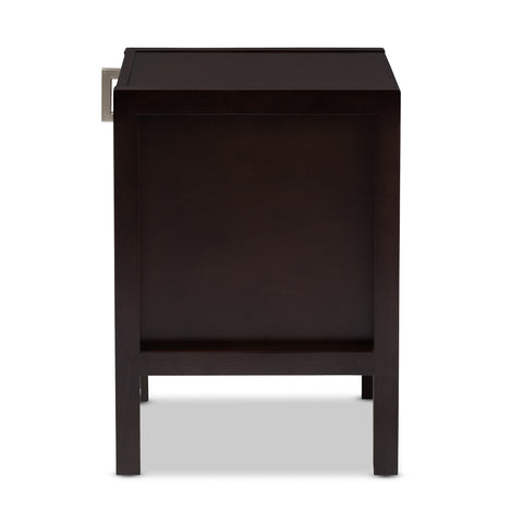 Urban Designs Kouma Wooden Nightstand with Door in Dark Brown Finish