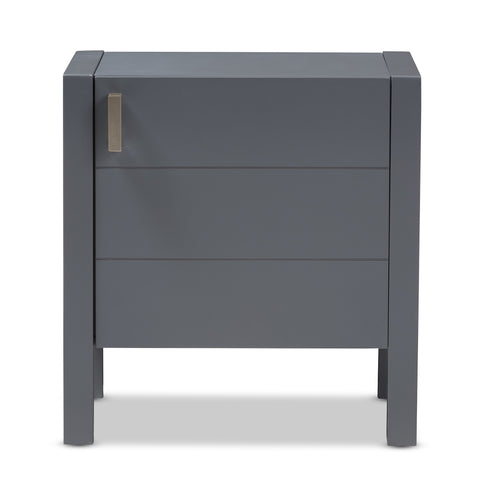 Urban Designs Kouma Wooden Nightstand with Door in Grey Finish