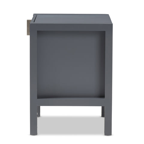 Urban Designs Kouma Wooden Nightstand with Door in Grey Finish