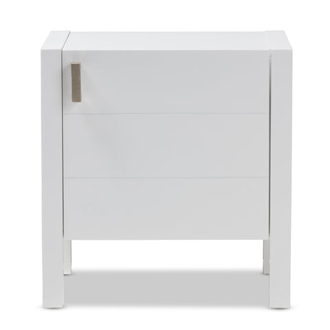 Urban Designs Kouma Wooden Nightstand with Door in White Finish