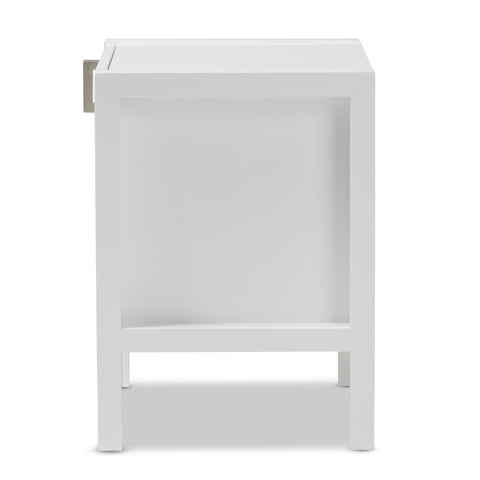 Urban Designs Kouma Wooden Nightstand with Door in White Finish