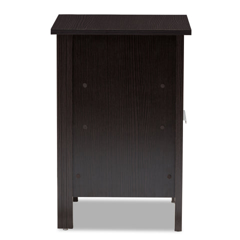 Urban Designs Chapman 1-Drawer Wooden Nightstand in Wenge Brown Finish