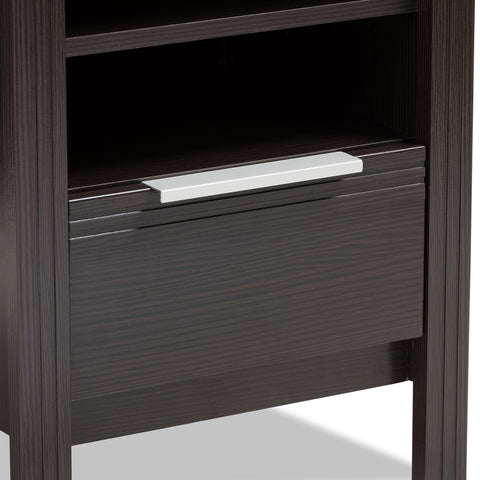 Urban Designs Chapman 1-Drawer Wooden Nightstand in Wenge Brown Finish