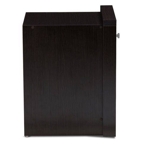 Urban Designs Watkins 1-Drawer Wooden Nightstand in Wenge Brown Finish