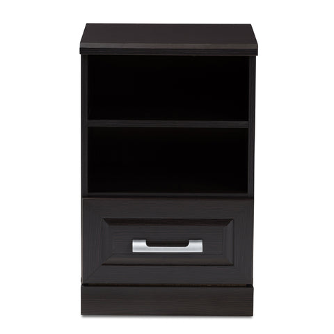 Urban Designs Teresa 1-Drawer Wooden Nightstand in Wenge Brown Finish