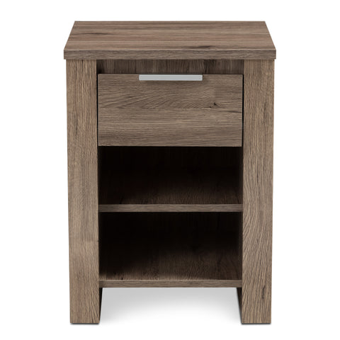 Urban Designs Claremont Wooden 1-Drawer Nightstand in Oak Brown Finish