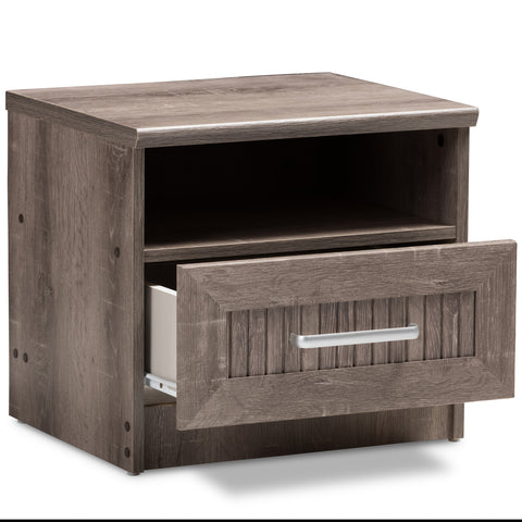 Urban Designs Dunlop Wooden 1-Drawer Nightstand in Oak Brown Finish