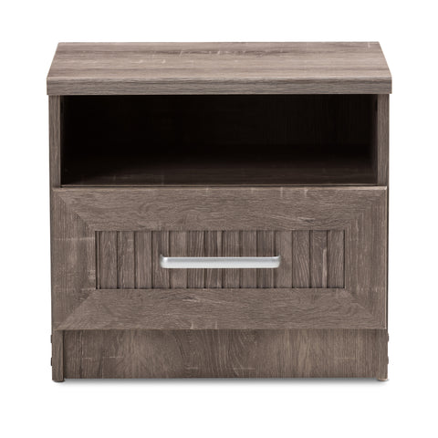 Urban Designs Dunlop Wooden 1-Drawer Nightstand in Oak Brown Finish