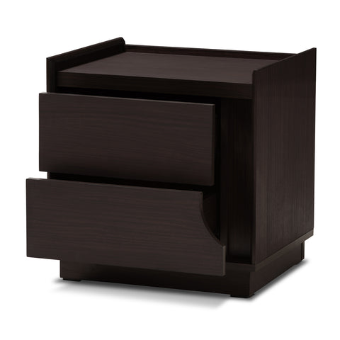 Urban Designs Whelan 2-Drawer Wooden Nightstand in Wenge Brown Finish