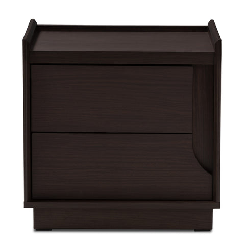 Urban Designs Whelan 2-Drawer Wooden Nightstand in Wenge Brown Finish