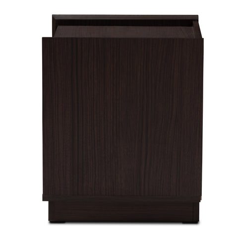 Urban Designs Whelan 2-Drawer Wooden Nightstand in Wenge Brown Finish