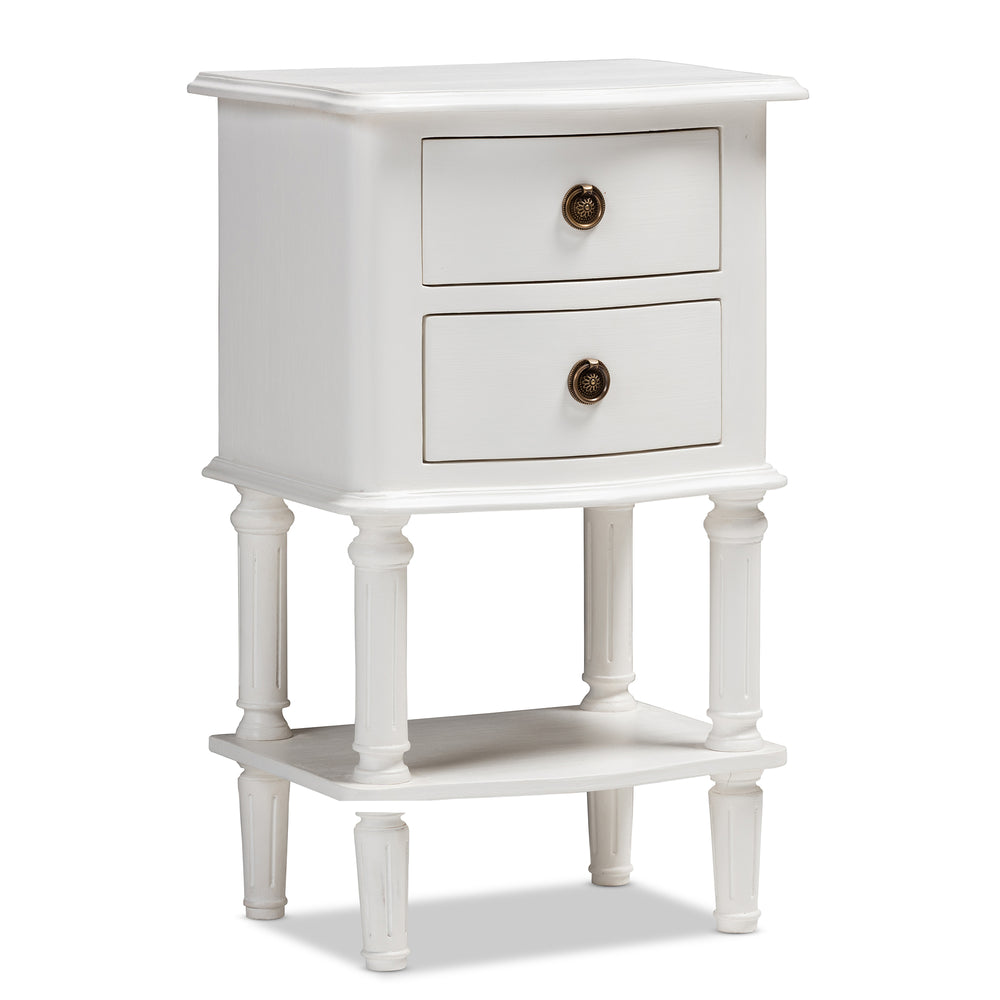 Urban Designs Daphne Rustic 2-Drawer Wooden Nightstand in White Finish