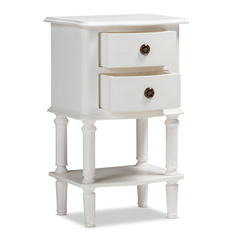 Urban Designs Daphne Rustic 2-Drawer Wooden Nightstand in White Finish