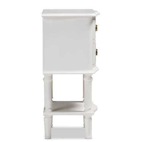 Urban Designs Daphne Rustic 2-Drawer Wooden Nightstand in White Finish