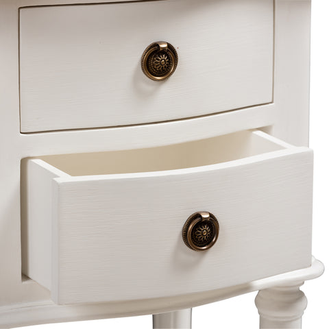 Urban Designs Daphne Rustic 2-Drawer Wooden Nightstand in White Finish