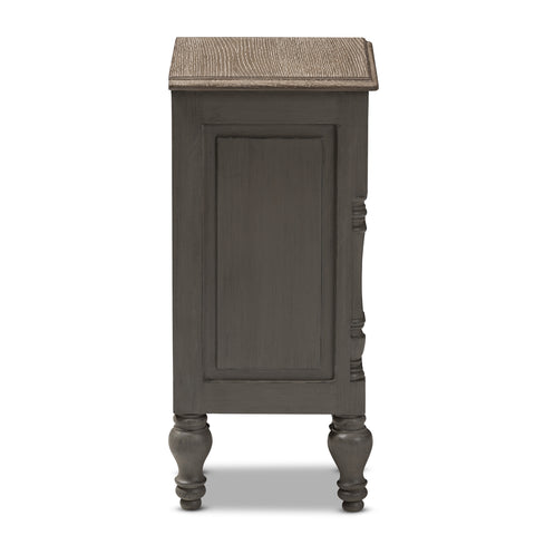 Urban Designs Ellise Rustic 2-Drawer Wooden Nightstand in Brown Finish