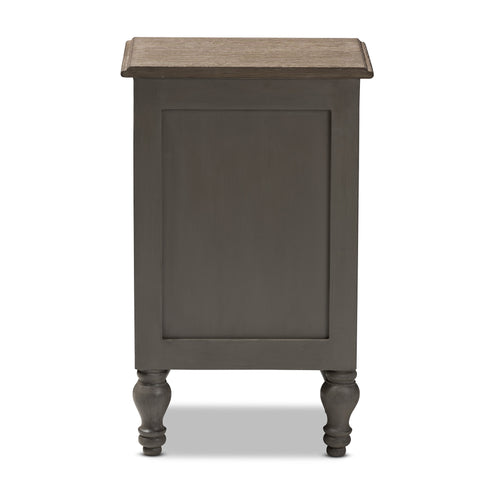 Urban Designs Ellise Rustic 2-Drawer Wooden Nightstand in Brown Finish