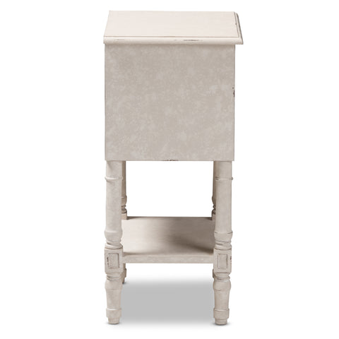 Urban Designs Chloe Rustic 2-Drawer Wooden Nightstand in Whitewash Finish