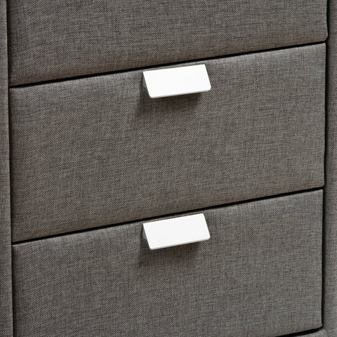 Urban Designs Sonia Fabric Upholstered 3-Drawer Nightstand in Grey Finish
