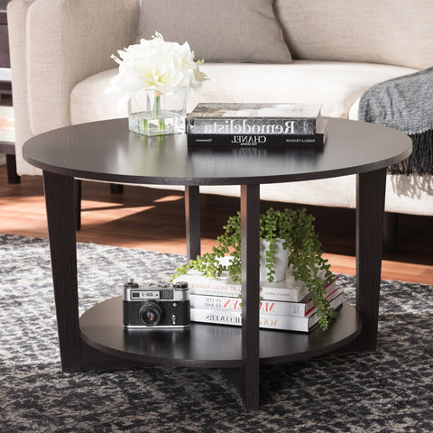Urban Designs Gracie Wooden Coffee Table in Wenge Brown Finish
