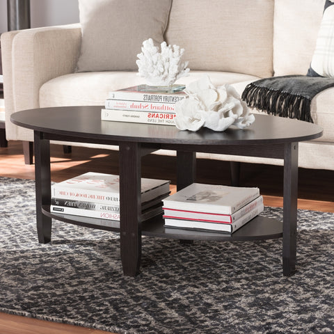 Urban Designs Alyson Wooden Coffee Table in Wenge Brown Finish