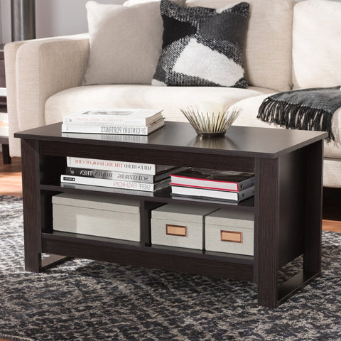 Urban Designs Cleo Wooden Coffee Table in Wenge Brown Finish